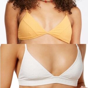 Billabong Roxy Fixed Triangle Bikini Top Bundle M White Orange Beach Surfer‎ Set
